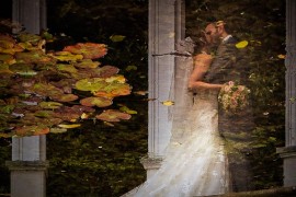 Rococo Gardens couple kissing Gloucester Photographer Wedding Photograph