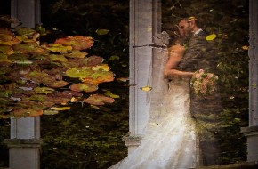 Rococo Gardens couple kissing Gloucester Photographer Wedding Photograph