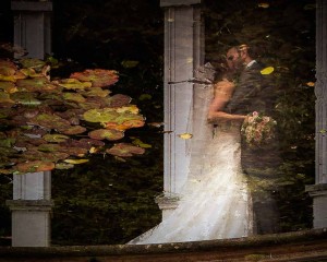 Rococo Gardens Painswick Reflections wedding couple