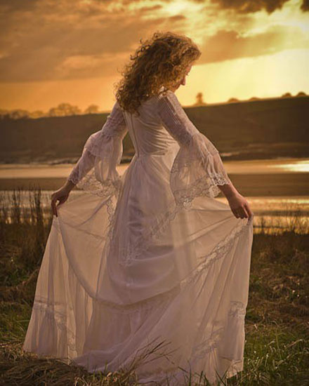 sunset wedding dress picture