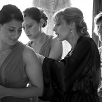 Bride getting ready with bridesmaids