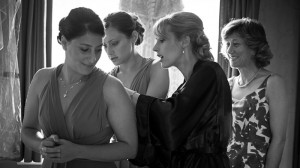 Bride getting ready with bridesmaids