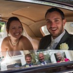 Rococo Gardens wedding picture reflection in wedding car