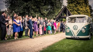 Hardwicke Church Wedding, SPilt screen Campervan